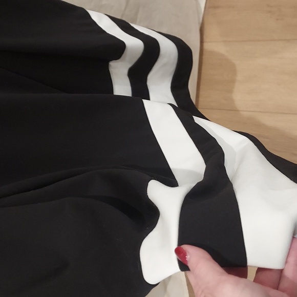 Calvin Klein A Line Black Dress with White Striped Accent on Skirt Size 14 - Picture 3 of 8